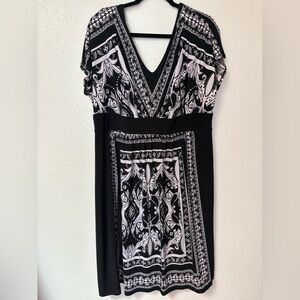 Susan Graver black white printed dress 1X